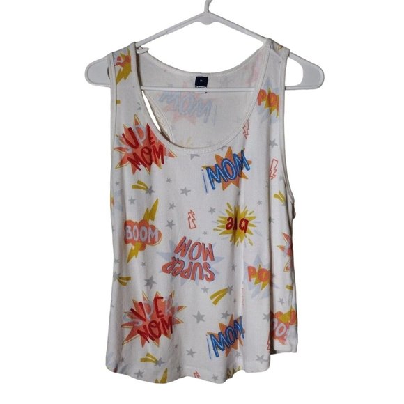 Old Navy Top Womens Medium Mom Tank Colorful Comic - Picture 1 of 9